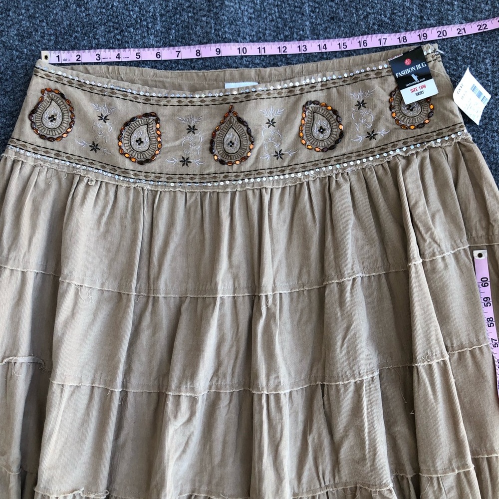 Fashion Bug corduroy tiered embroidered skirt size 18W - Picture 5 of 11